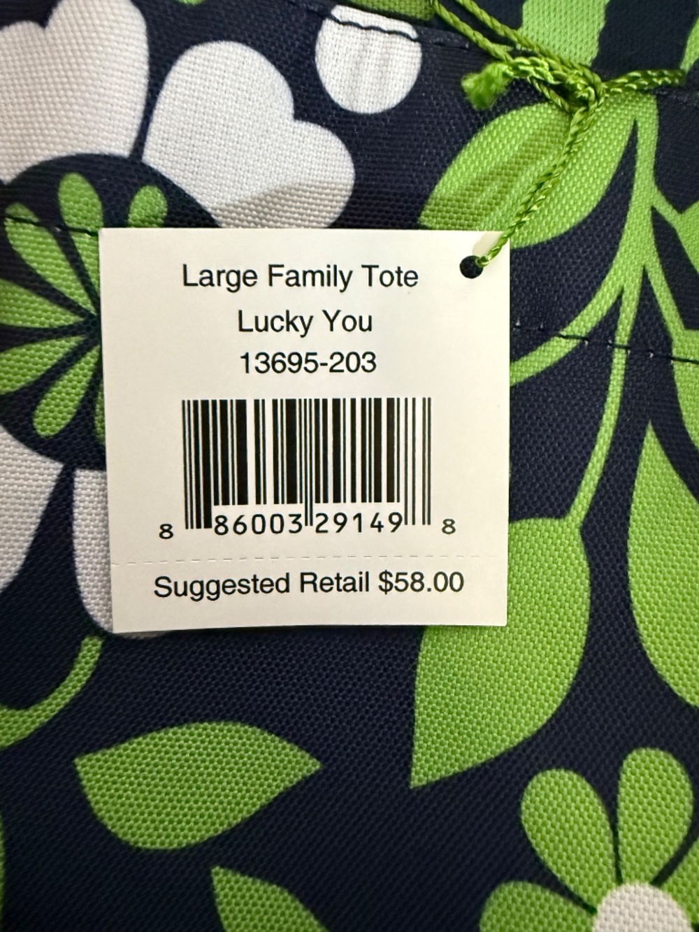 Vera Bradley Navy & Green Floral Large Tote Bag NWT - Picture 5 of 5